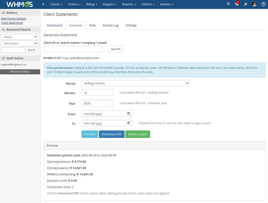 Generate statement